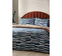HOEM Piper Abstract Cotton Rich Reversible Duvet Cover Set in Navy | Size: King HOEM Navy King