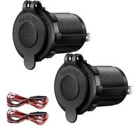 Hoembpn 2 Pack Cigarette Lighter Socket Waterproof,12V/24V Lighter Socket Plug Replacement with 10A Fuse,Car Charger Power Outlet Adapter for Car Marine Motorcycle ATV RV