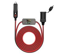 Hoembpn 2M Car Accessory Charger Cigarette Lighter Extension Cord Cable with LED Voltmeter and Ammeter, 12V/24V 10A Heavy Duty Male Plug to Female Socket Adaptor Charger Extension Lead