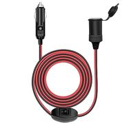Hoembpn 6.5FT/2m Car Cigarette Lighter Socket Extension Cord Wire Cable 17AWG with ON/OFF Switch,12V/24V Waterproof Heavy Duty Female Socket Extension Cord Charger Lead Adapter with LED and 15A Fused