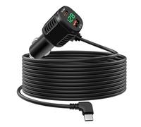 Hoembpn 60W USB C Car Charger Socket Fast Charge with LED Voltmeter Car Phone Charger Cigarette Lighter Adapter Dual PD3.0 & QC3.0with 3.5m Type C Extension Cable for iPhone Samsung iPad, Dash Cam