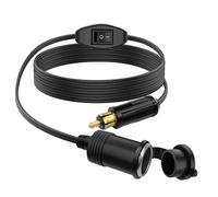 Hoembpn 90cm Male Din to Standard Cigarette Lighter Socket Adapter with Switch,12V/24V Extension Cable 18AWG Hella Din to Cigarette Lighter Female Waterproof for Motorcycle Truck