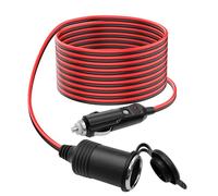Hoembpn Car Cigarette Lighter Extension Lead Power Cord 15A,13FT/4M 17AWG | 12V/24V Waterproof Heavy Duty Charger Cable Male Plug to Female Socket with LED Indicator and 15A Fused