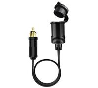 Hoembpn Male Din Plug Cigarette Lighter Adapter Socket 30cm Waterproof, 12V/24V DIN Powerlet Plug to Standard Cigarette Lighter Female Extension Cable for Motorcycles