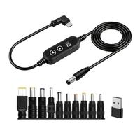 Hoembpn USB C PD to DC Adapter Power Fast Charging Cable 5V,9V,12V,15V,20V Adjustable Voltage Right Angle Type C to DC 5.5x2.1mm plug Universal Trigger Power Supply Lead 60W with 10 DC Conversion Head