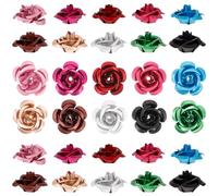 Hoement 1 Bag of Rose Charms for Jewelry Making with Assorted Colour Aluminum Pendants, Light and Rose Shaped Accessories for DIY Necklace and Sweater Chain, for Christmas Crafts