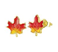 Hoement 1 Pair Autumn Leaf Pumpkin Sterling Silver Earrings Colorful Drip Oil Scarecrow Design for Holiday Parties for Girlfriends and Friends