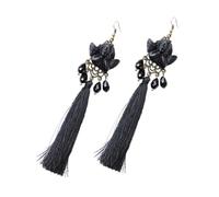 Hoement 1 Pair Gothic Halloween Long Tassel Ear Danglers for Cosplay for Festivals Parties and Daily Wear Unique Handcrafted Design