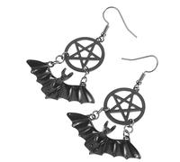 Hoement 1 Pair Halloween Bat Earrings with Pentagram Design Lightweight Gothic Jewelry for Women for Costume Parties Masquerades and Special Occasions