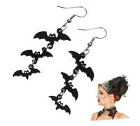 Hoement 1 Pair Halloween Bat Long Earrings Creative Party Jewelry Accessories for Women Premium Festival Ear Ornaments for Halloween Celebrations and