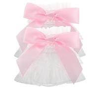 Hoement 1 Pair Lace Wrist for Women with Detachable Bow and Ruffled Edge, Comfortable Cloth Material, Enhances Artistic Feel, for Social Media and Makeup Sessions