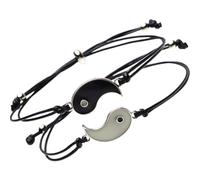 Hoement 1 Pair Yin Yang Bracelets Couples Bracelets Glow in The Dark Alloy Thread Rope Adjustable for Boyfriend Long Distance Relationship