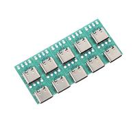 Hoement 10 Pcs USB 3.1 Type C Connector Board USB Type-C Female Connector Board Zinc Alloy PCB Material PCB Conversion Compact Design for Data Line Cable Transmission