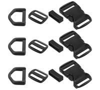 Hoement 10 Sets of Adjustable Pet Collar Webbing Buckles in Black Pom Material Lightweight Construction and Wear Resistant Small Release Buckles for Collar Strap Replacement and DIY