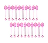 Hoement 100pcs Reusable Lip Gloss Jar Spatula in Pink, Plastic Lip Balm Applicator Spoon with Resist Bending and Breaking Feature, Multipurpose Use for Travel at Home Cosmetic