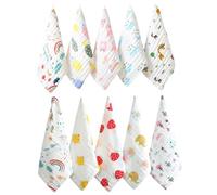 Hoement 10pcs Cotton Towels Soft Face Washcloths Gentle Absorbent Handkerchiefs for Newborns Boys and Skin-Friendly Muslin Bath Towels