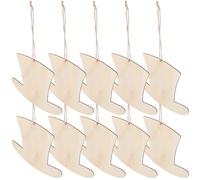 Hoement 10pcs DIY Wooden Hat Shaped Cutouts Lightweight Beige Wood Slices for Crafts and Hanging Ornaments Creative Decorative Unfinished Plain Cowboy Hat Slices