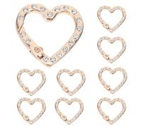 Hoement 10pcs Heart-Shaped Keychain Rings with Spring Connector, Multi-Purpose Zinc Alloy Key Chain Clips for Bag Ornaments and Packaging, Stylish Golden Split Rings for Birthdays and DIY