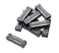 Hoement 10pcs Terminal Strips Wire Connectors Terminals Screw Barrier Block Efficient Wire Connections Reliable Connection Protective Cover Design for Home Project Black Iron Plastic