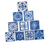 Hoement 10pcs Tile Stickers Morocco Style Decorative Tile Decals for Bathroom Kitchen Self Adhesive Vinyl Wall Stickers