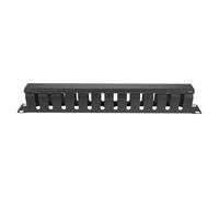 Hoement 12-slot Horizontal Rack Mount Cable Manager Network Cable Management System with Detachable Cover Workmanship Professional Metal Organizer for Office and Server Rack Black