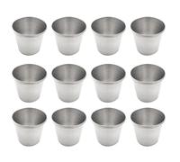 Hoement 12pcs Bar Cups Drinking Vessels Stainless Steel 1.97x1.97x1.69 Inch Stackable Smooth Surface Portable Tumblers for Camping and Family Gathering