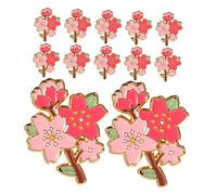 Hoement 12pcs Cherry Blossom Brooches Metal Enamel Pins Cute Flower Lapel Badge for Women Girls Backpacks Clothing Decoration Japanese Style