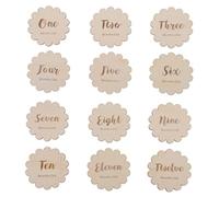 Hoement 12pcs Growth Commemorative Cards Creative Wooden Full Month Photography for Newborns Unique Floral Design Safe and for Memorable Moments