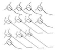 Hoement 12pcs Heavy-Duty Metal Pegboard Hooks for Hanging Tools and Jewelry, Long 5cm 10cm Shelf Hooks with 2.5cm Hole Spacing, Peg Wall Accessories for Garage and Retail Display