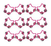 Hoement 12pcs Plastic Tambourines for Adults Lightweight Handheld Percussion Bells with Jingles Easy-clean Musical Instruments for Early Learning Group Music Classes Rhythm Practice and