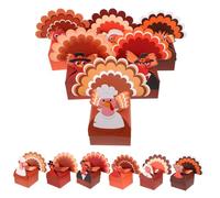 Hoement 12pcs Thanksgiving Party Treat Boxes with Colorful Turkey Design Candy Containers for Fall Harvest Celebrations Family Gatherings Holiday Favors Vibrant Paper Candy Holders