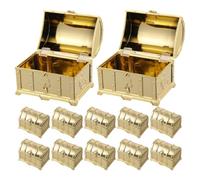 Hoement 12pcs Treasure Chest Party Favor Boxes in Vintage Pirate Theme, Golden Pp Material Small Candy Organizers for Christmas and Party Decorations