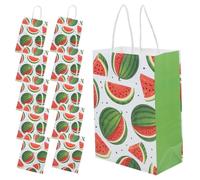 Hoement 12pcs Watermelon Summer Fruit Party Bags with Handles Cute Cartoon Paper Goodie Bags for Birthday Shower and Snack Treats