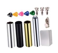 Hoement 14pcs Guitar Slider Slide Set Stainless Steel Picks Fingertips Guitar Accessories for Acoustic Electric