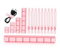 Hoement 15pcs Adhesive Cable Clips and Silicone Cord Organizers Set with Self Stick Holders and Straps for Appliance Cords Phone Chargers Data Cables and Wire Management at Home Office