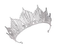 Hoement 1pc Baroque Rhinestone Crown Hair Hoop for Brides and Bridal Events Silver Base with White Stones Headband for Weddings Engagement Prom and Pageants