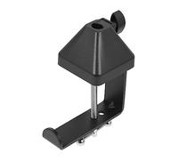 Hoement 1Pc Multi Function Microphone Holder Base Clamp Iron Mount for Live Mic Stand Sturdy Clip for Table Use Black Finish Compatible with Surfaces