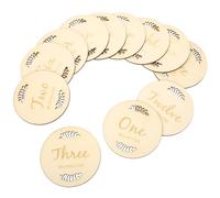Hoement 1set Cards Monthly Growth Signs for Newborn Photo Props Scandinavian Style English Numbers and Leaf Design for Boys and Girls