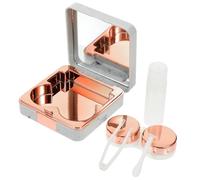 Hoement 1set Marble Pattern Case with Mirror Portable Travel Holder Leak Organizer for for Friends Family