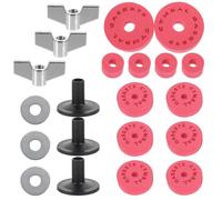 Hoement 1set Red Drum Cymbal Eva Cotton Pad Non-slip Replacement Accessory Kit with Washers and Nuts Protective Clutch Pads for Stable Cymbal Positioning in Drum Kits