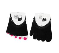 Hoement 2 Pairs Lace Five-Toe Socks for Women Breathable Half Palm Sole Pad Ergonomic Fit with Thickened Forefoot Cushion Invisible Low Cut Socks for High Heels and Daily Wear Black Open