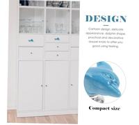 Hoement 2 pcs Dolphin Ceramic Cabinet Knobs Cartoon Single Hole Pulls for Drawer Wardrobe Dresser Cupboard Compact Small Lightweight Handles with Decorative Colorful Design