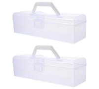 Hoement 2 Pcs Plastic Portable Painting Tools Storage Box for Calligraphy and Art Supplies, Convenient Sundries Storage Case for Artists and Craft Use