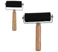 Hoement 2 Pcs Rubber Roller Painting Rollers with Nonslip Wood Handle for Stamping and Painting Large Area Quickly
