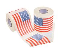 Hoement 2 Rolls of Decorative American Flag Toilet Paper Bulk Toilet Rolls Patterned Napkin Paper