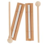 Hoement 2 Set Meditation Hand Bell Chimes Classroom Percussion Instruments with Wooden Mallets for Yoga and Mindfulness, Aluminum Material for Long Vibration and Attracting Students