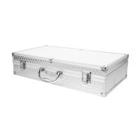 Hoement 2 Slots Aluminum Briefcase Mic Case Handheld Microphone Box Silver with Cushioning Protection Compatibility for Travel and Storage