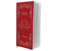 Hoement 2026 Daily Planner Notebook A6 Red Pu Cover with 12-month Weekly Monthly Calendar Organizer, Goal Productivity Planner for Students and Entrepreneurs
