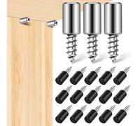 Hoement 20pcs Self Tapping Shelf Support Screws with Black Sleeves Chrome Finish Screw-in Shelf Pegs for Cabinets Bookshelves