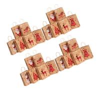 Hoement 24pcs Christmas Kraft Paper Bags 21x15x8cm Handles Multi-Use Festival Bags for Florist Packing and Holiday Storage